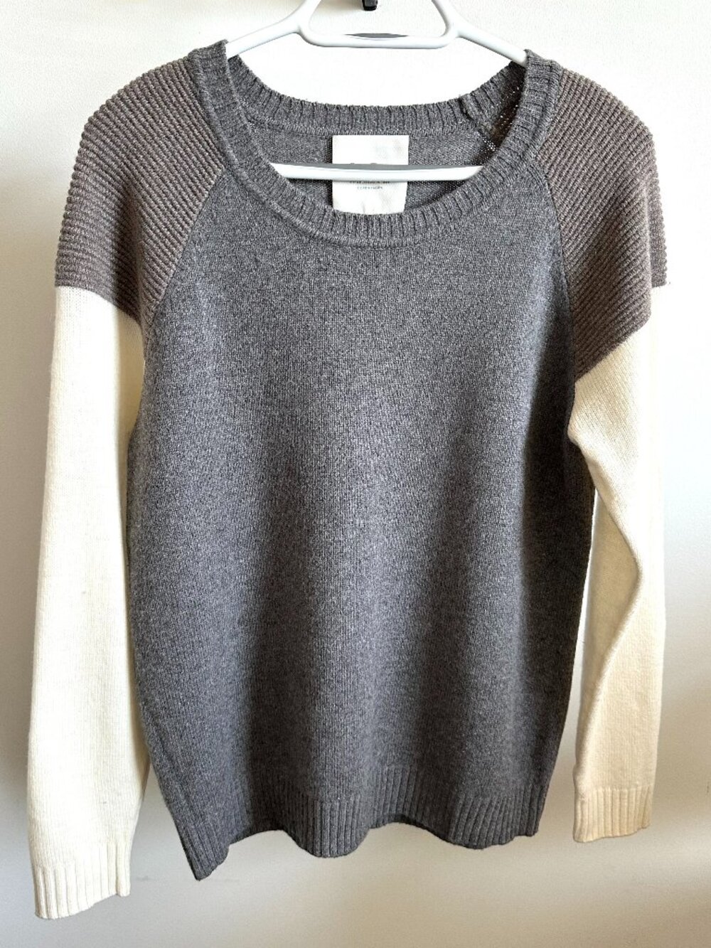 NWOT PART TWO Neutral Colorblock Raglan Ribbed Knit Sweater Women's Medium